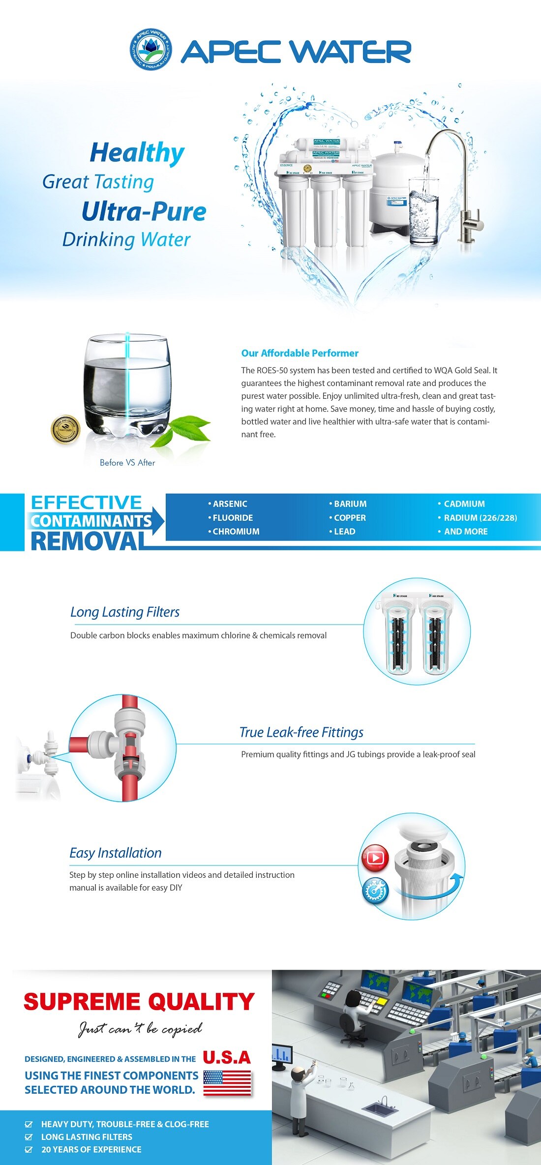 APEC Water Systems Essence Premium Quality 5-Stage Under-Sink Reverse